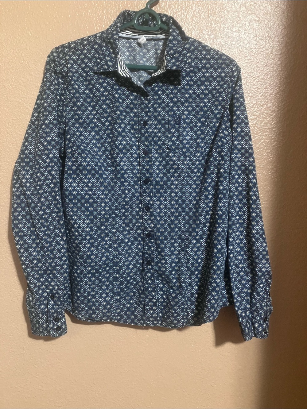 Cinch Men's Dark Blue Micro-Pattern Button-Down Shirt